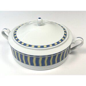 NORITAKE Impromtu Fine Porcelain Summer Waves 4096 Round Lidded Casserole EUC